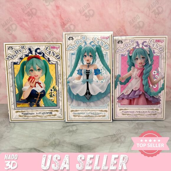 Hatsune Miku Wonderland Set - Cinderella - Repunzel - Snowwhite Figure 3 lot - Picture 1 of 7